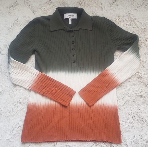 EUC Derek Lam 10 Crosby Tri-Colored "Lisel Rib Knit Polo", Women's size Large - Picture 4 of 12
